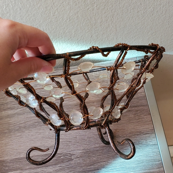 Boho Hippie Chic vintage retro handmade gem Wire Wrapped Beaded decorative bowl. - Picture 1 of 6